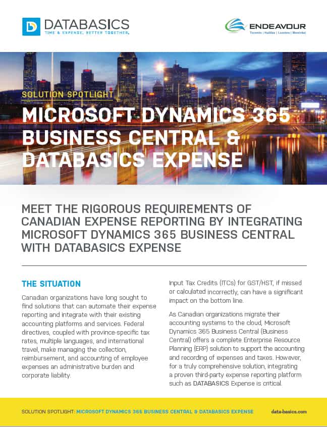 Databasics business central canada taxes