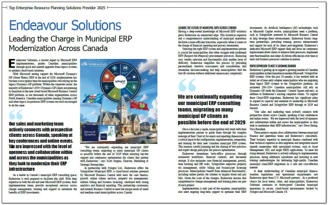 Endeavour leading the Charge in Municipal ERP